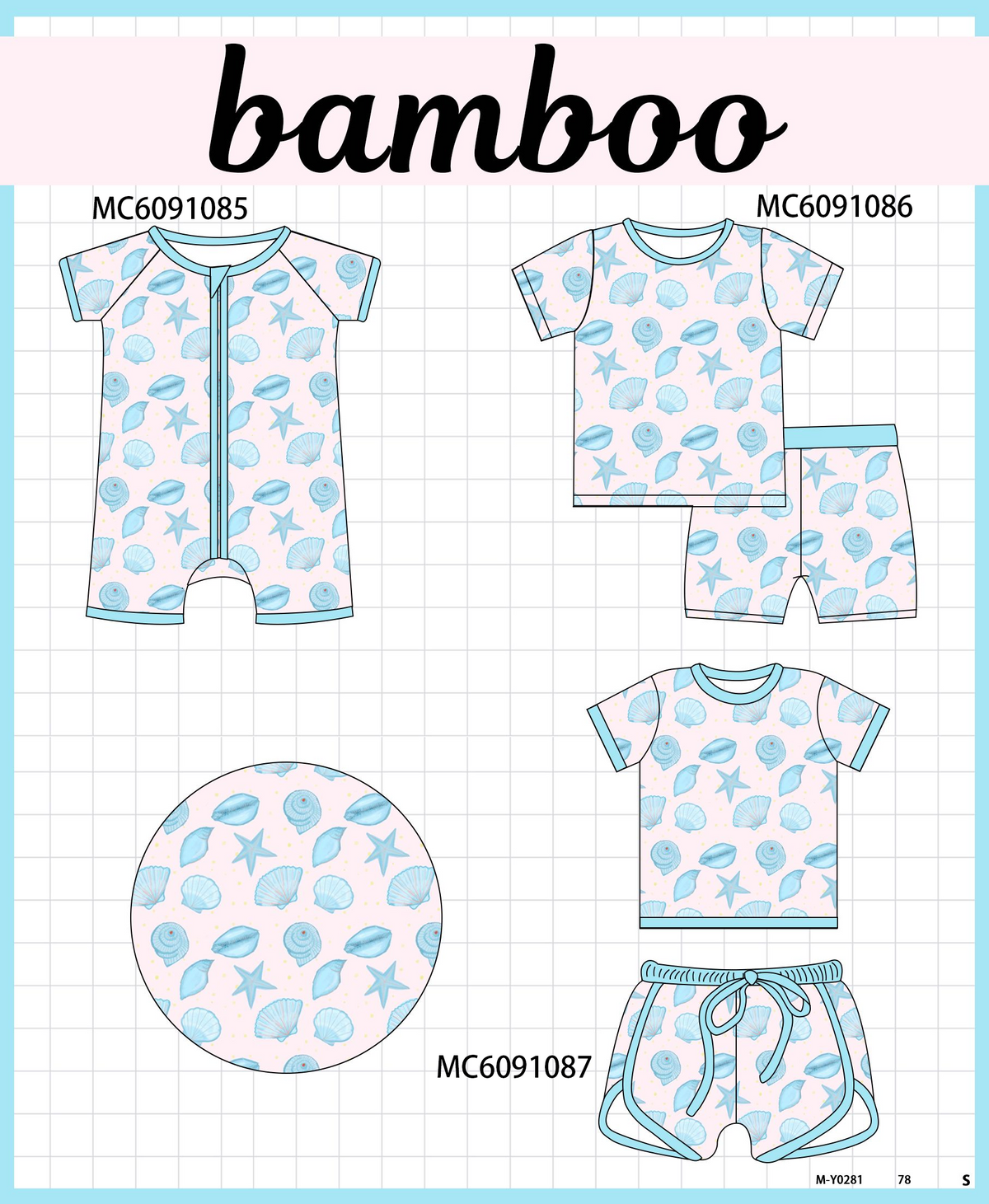 PO37: Pink&Blue Shell Bamboo Collection (ETA March)