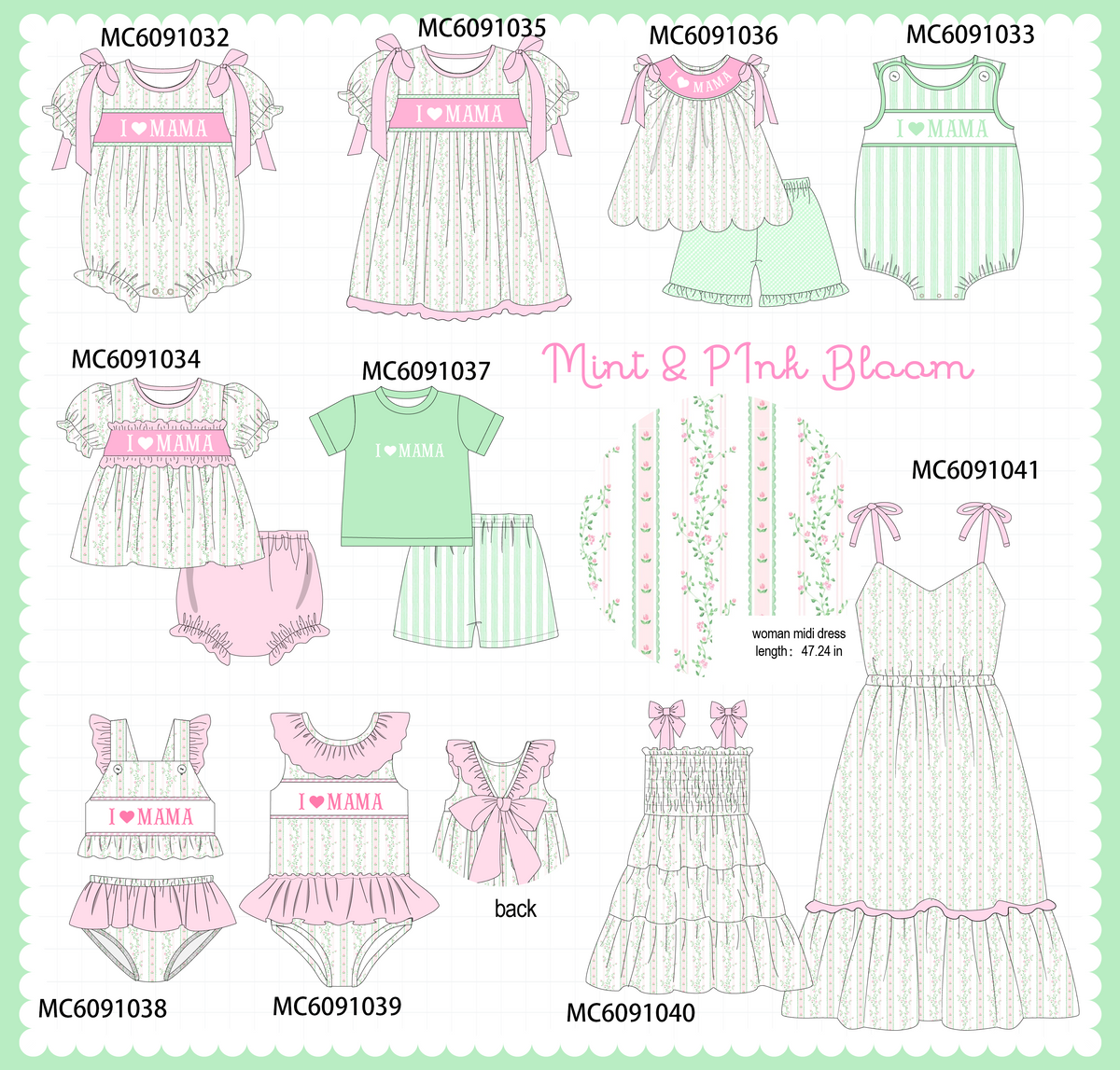 PO37: Pink&Green I Love MAMA Embroidery Collection (ETA March)
