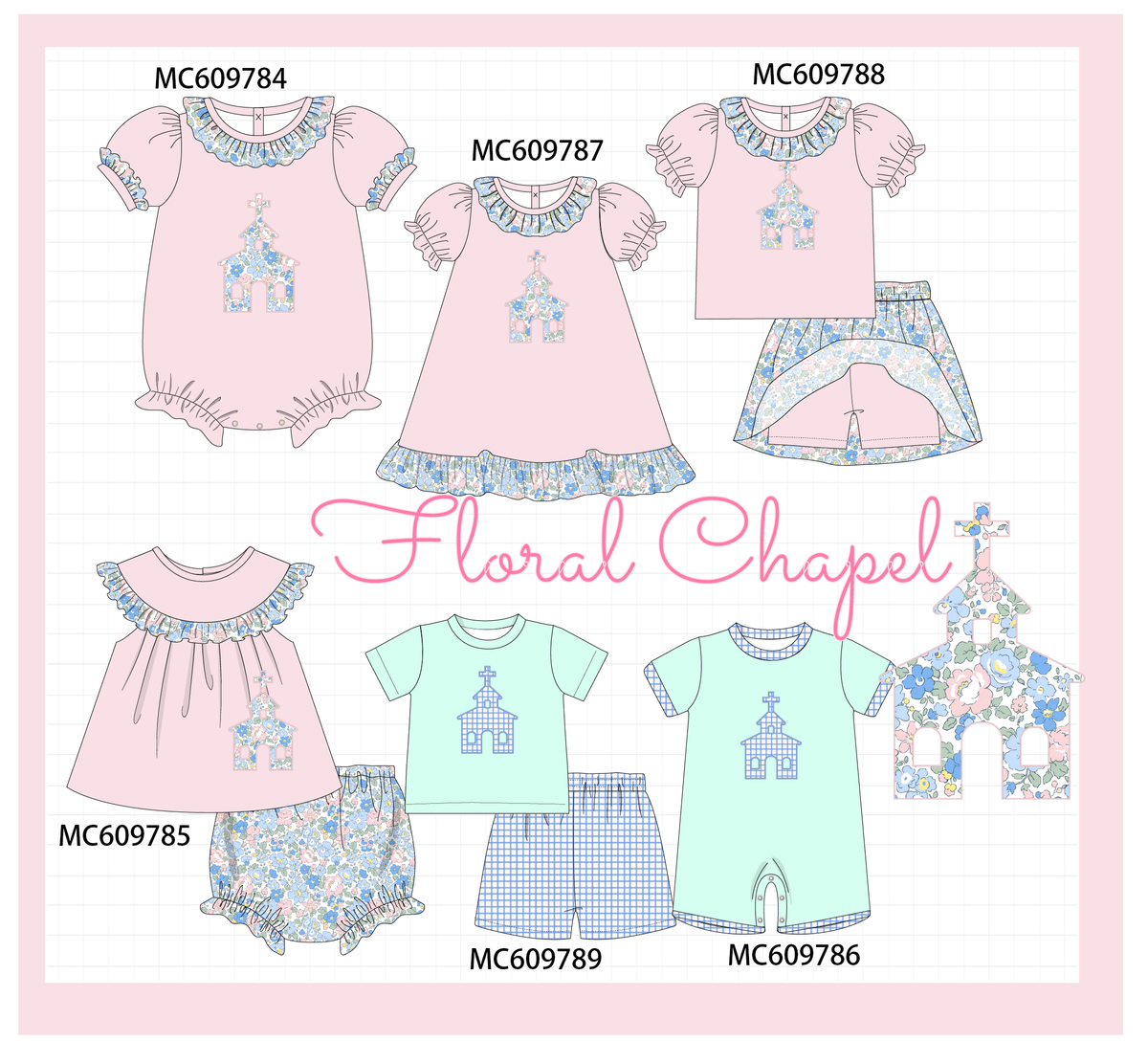 PO37: Pink&Green Castle Applique Collection (ETA March)