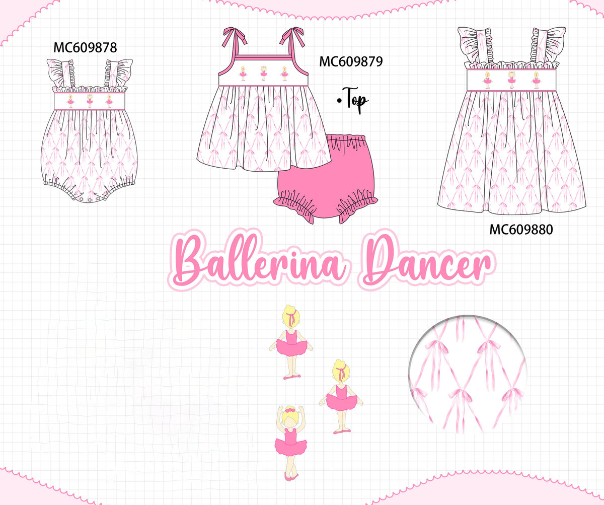 PO37: Pink Ballerina Dancer Embroidery Ruffle Collection (ETA March)