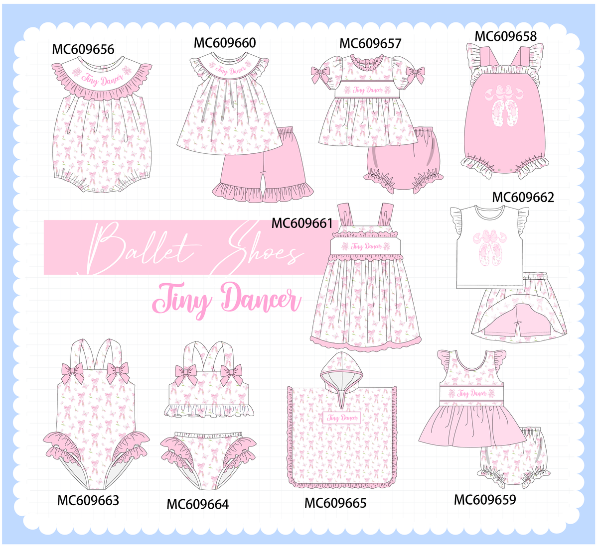 PO37: Pink Ballet Shoes Embroidery Ruffle Collection (ETA March)