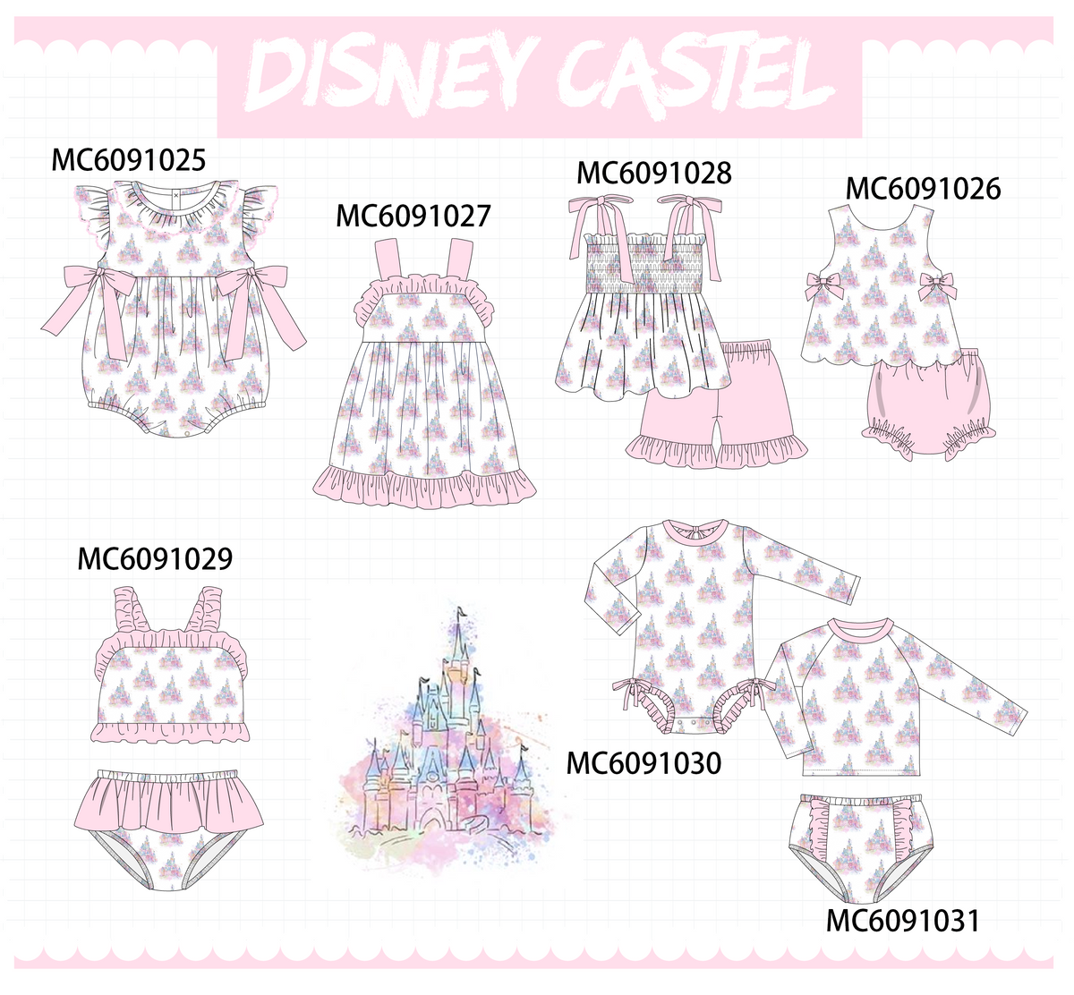 PO37: Pink Castle Print Ruffle Collection (ETA March)