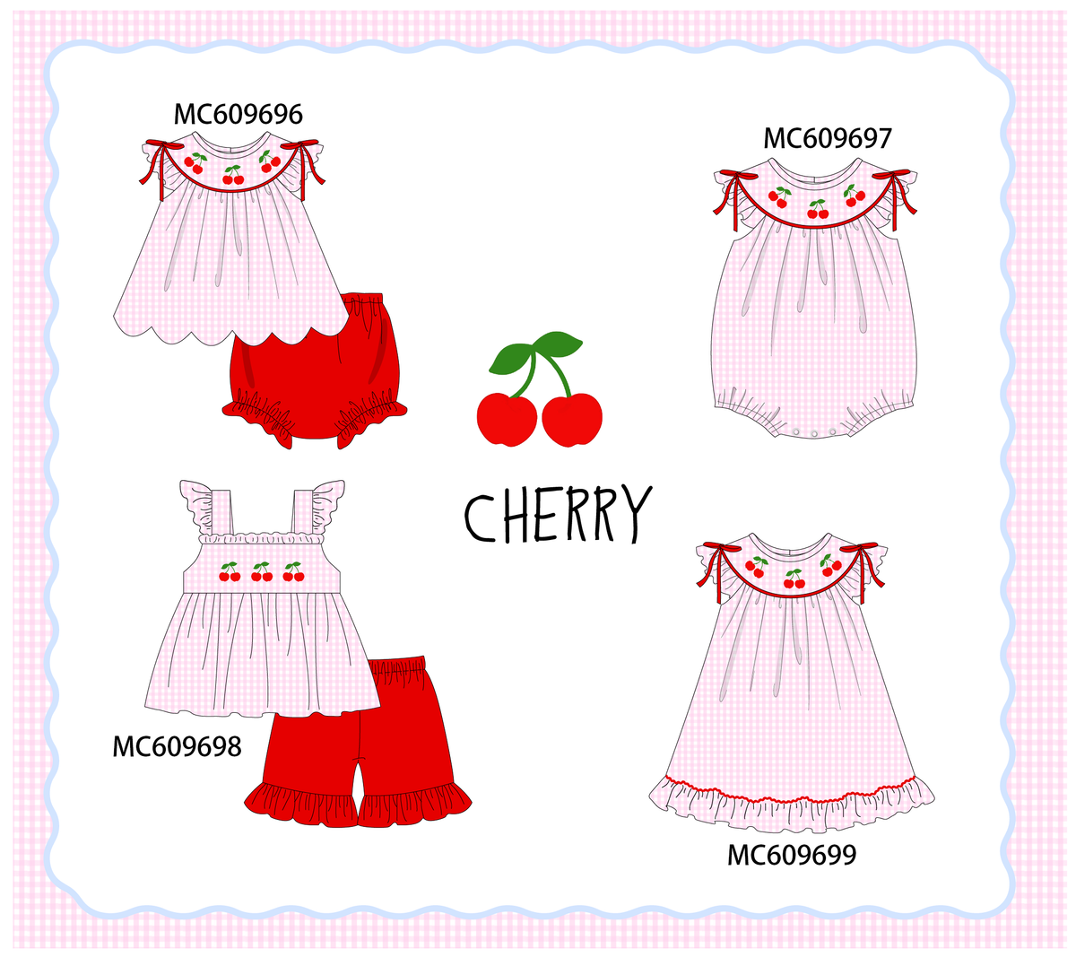 PO37: Pink Cherry Embroidery Gingham Collection (ETA March)
