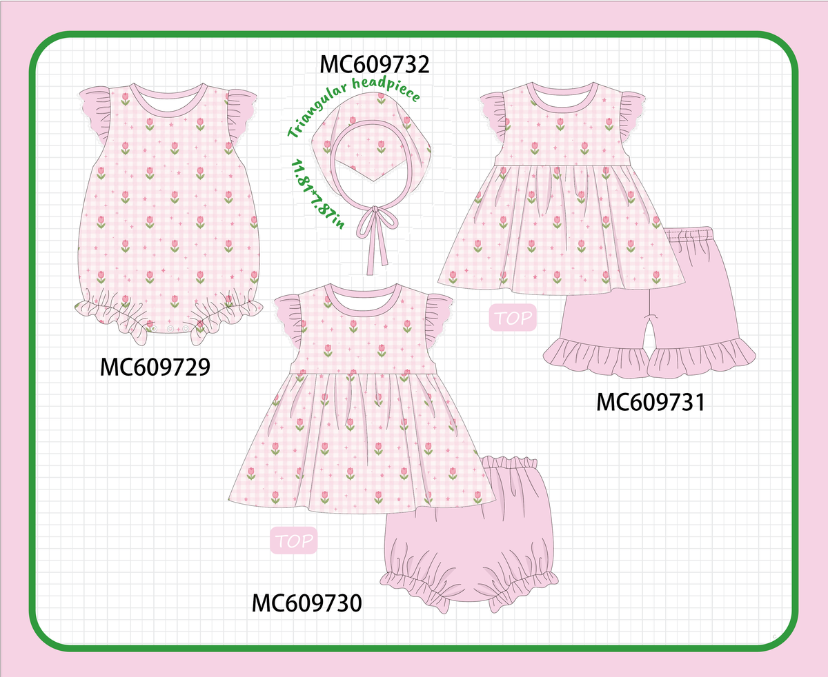 PO37: Pink Floral Gingham Ruffle Collection (ETA March)