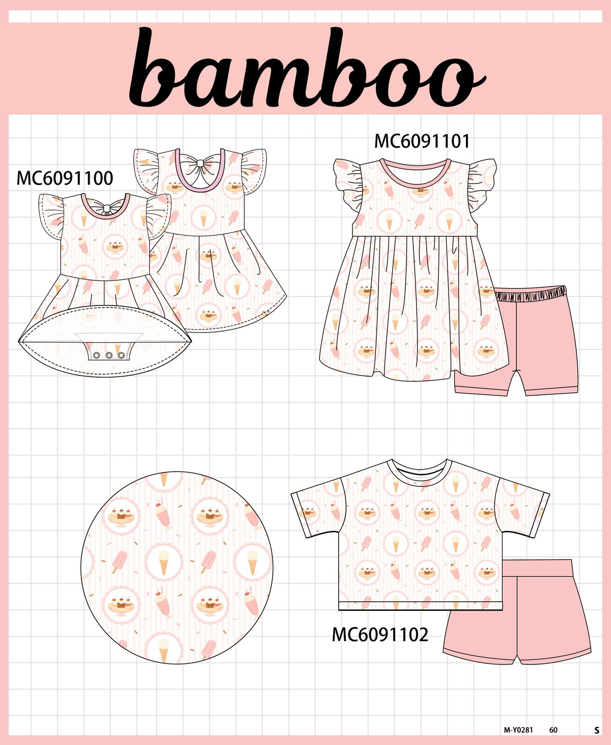 PO37: Pink Ice Cream Print Bamboo Collection (ETA March)