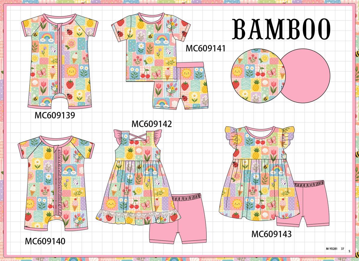 PO36.5 Pink Ice Cream Rainbow Floral Bamboo Collection (ETA March)