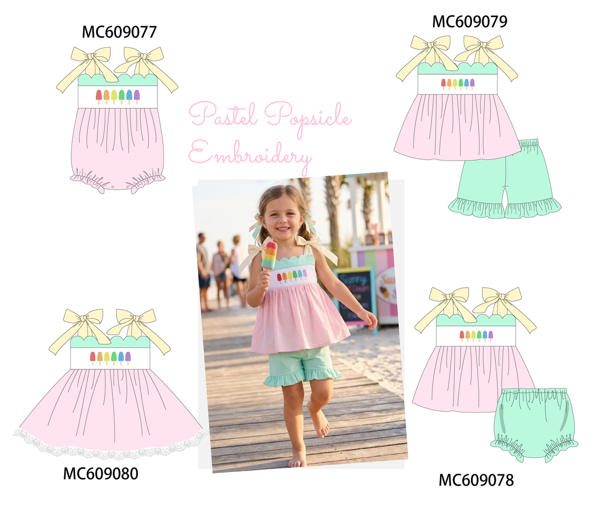 PO36.5 Pink Popsicle Embroidery Scalloped Collection (ETA March)