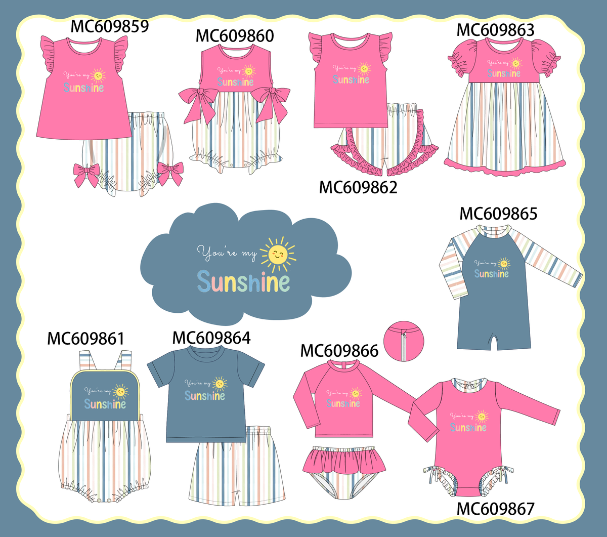 PO37: Pink You're My Sunshine Embroidery Stripe Collection (ETA March)