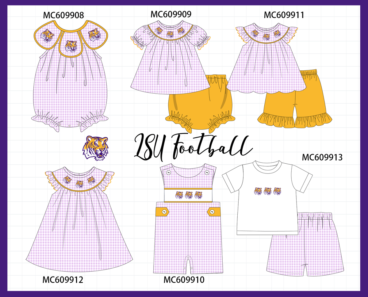 PO37: Purple LSU Embroidery Gingham Collection (ETA March)