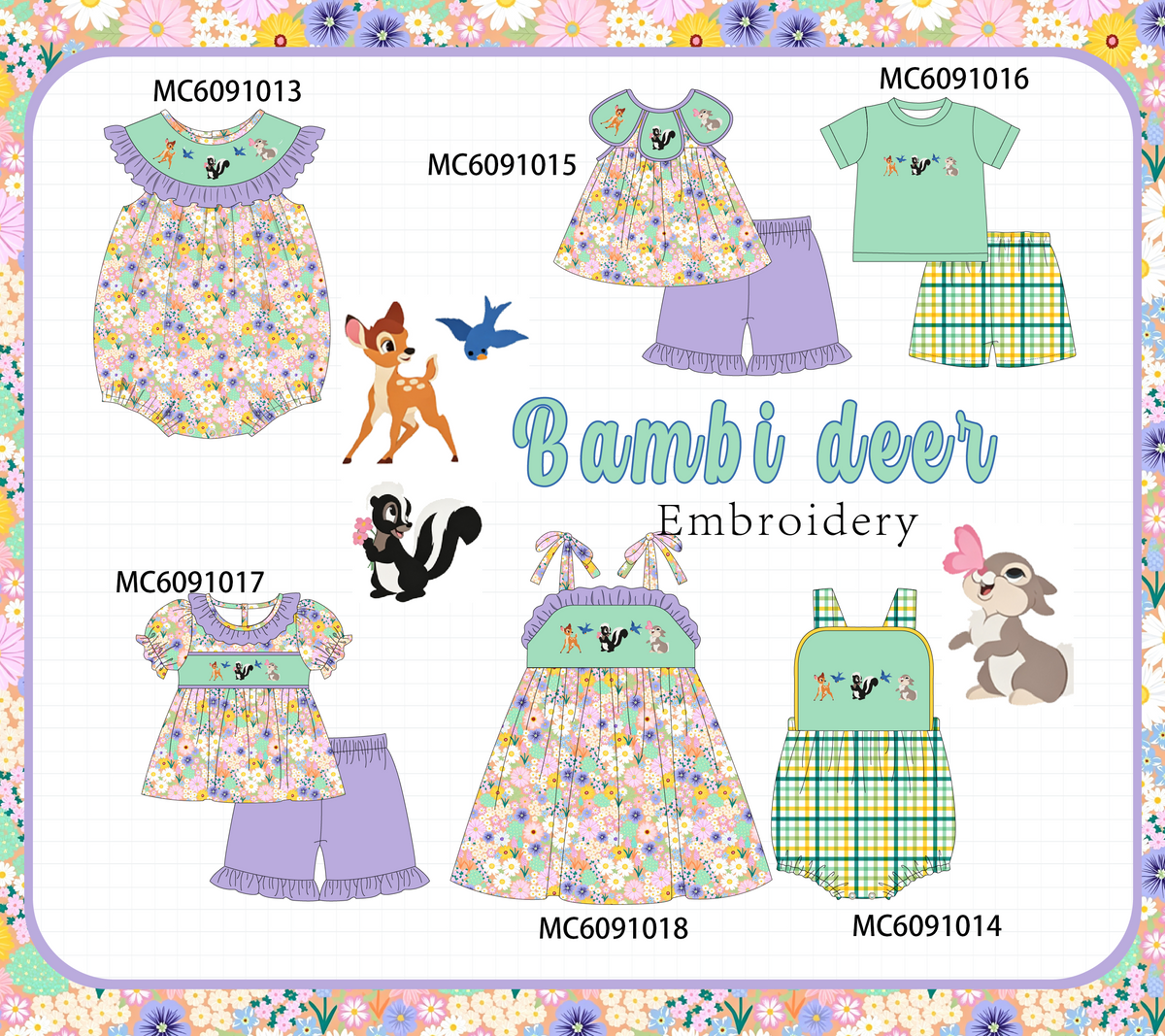 PO37: Purple Bambi Deer Embroidery Collection (ETA March)