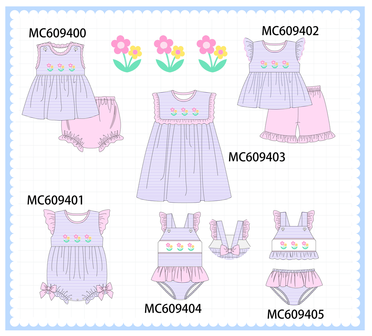 PO36.5 Purple Stripe Floral Embroidery Collection (ETA March)