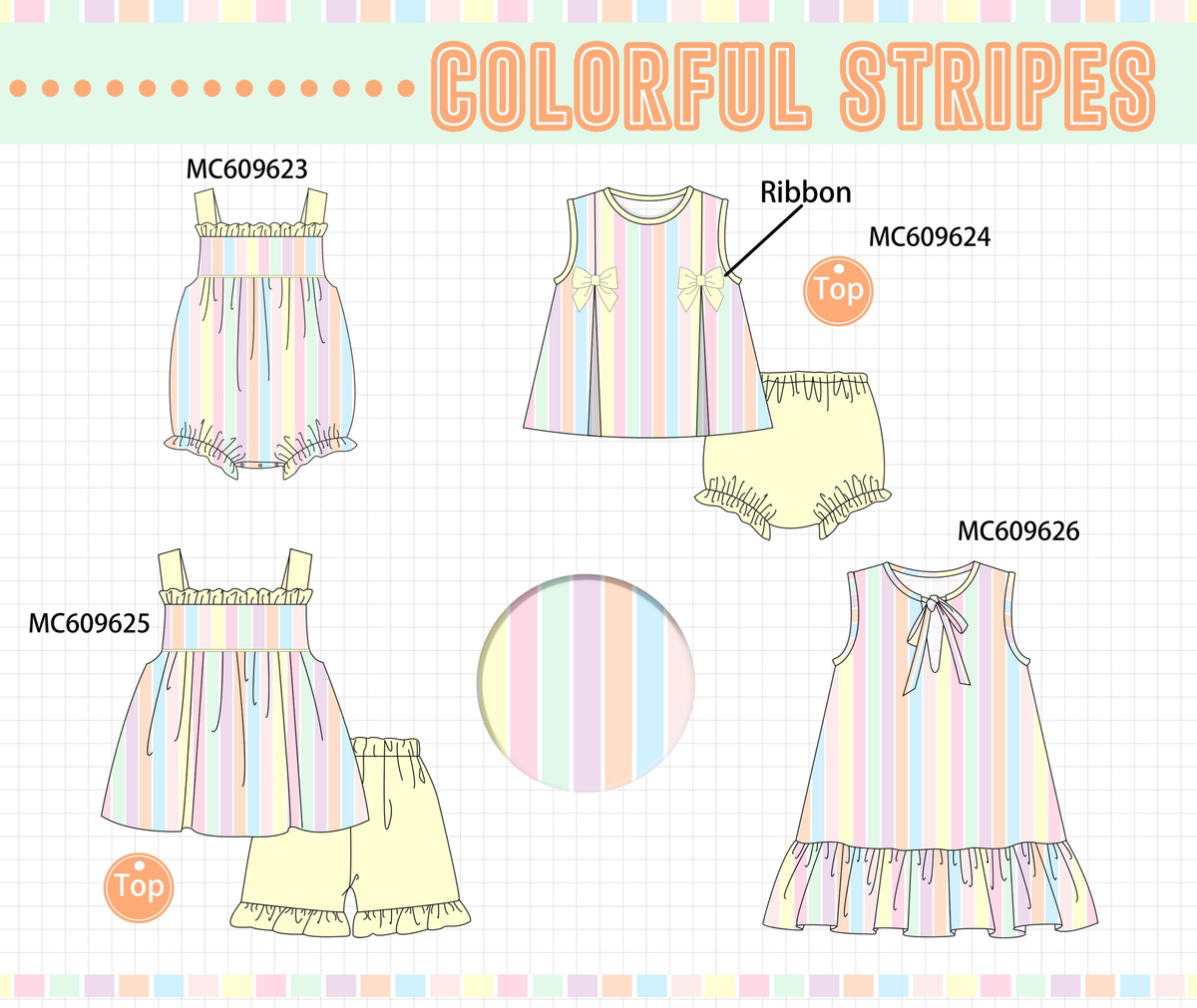PO37: Rainbow Stripe Ruffle Collection (ETA March)