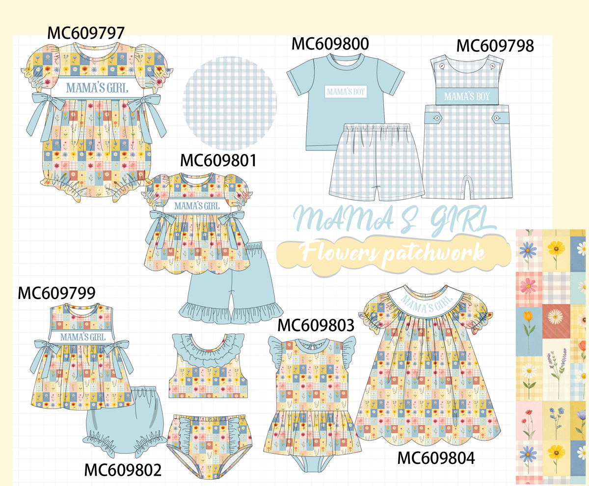 PO37: Teal MAMA'S GIRL Embroidery Gingham Collection (ETA March)