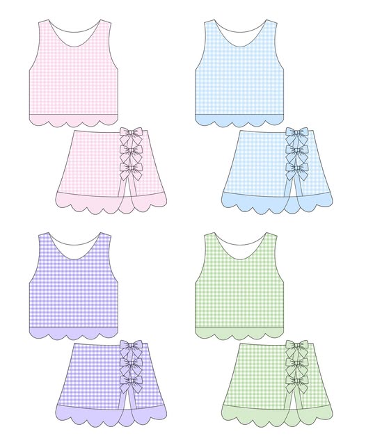 Gingham Skort Set (RTS)